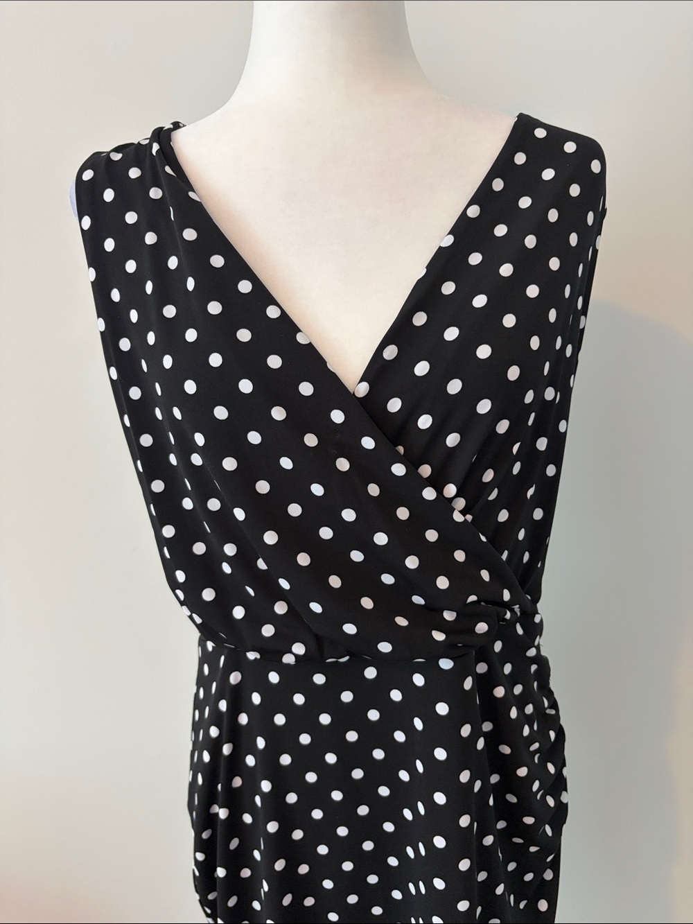 The Limited Black & White Polka Dot Faux Wrap Dress - Picture 3 of 4
